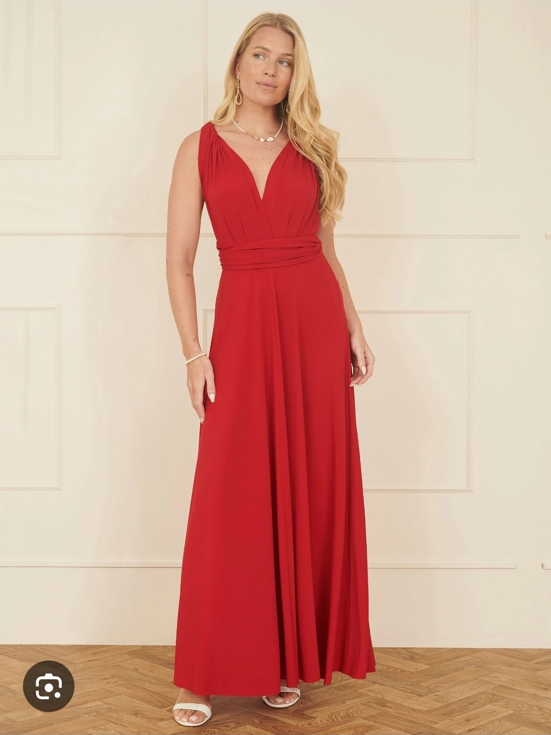 Yumi Red Jersey Stretch Multiway Midi Dress Size 8+ Prom Cocktail Evening